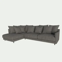 Canapé d'angle gauche convertible en tissu joint - gris restanque
