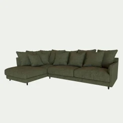 Canapé d'angle gauche convertible en tissu joint - vert cèdre