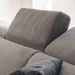 Canapé d'angle gauche convertible avec coffre en tissu doux - gris