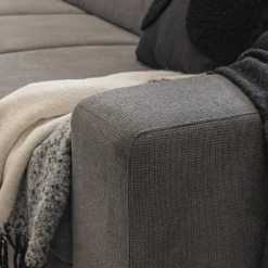 Canapé d'angle gauche convertible avec coffre en tissu doux - gris