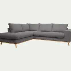 Canapé d'angle gauche convertible en tissu Storm - gris moyen