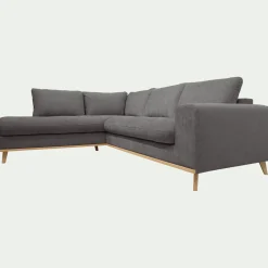 Canapé d'angle gauche convertible en tissu Storm - gris moyen