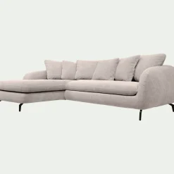 Canapé d'angle gauche convertible en tissu silent - beige roucas