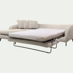 Canapé d'angle gauche convertible en tissu silent - beige roucas