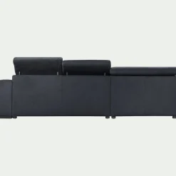 Canapé d'angle gauche convertible avec coffre en tissu doux - bleu calabrun