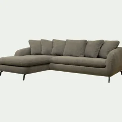 Canapé d'angle gauche convertible en tissu silent - vert garrigue