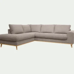 Canapé d'angle gauche convertible en tissu Storm - taupe