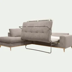 Canapé d'angle gauche convertible en tissu Storm - taupe