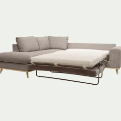 Canapé d'angle gauche convertible en tissu Storm - taupe