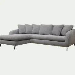 Canapé d'angle gauche convertible en tissu silent - gris ardoise
