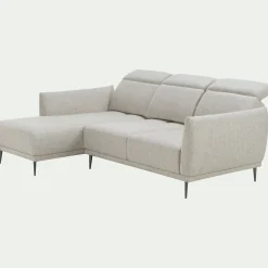 Canapé d'angle gauche en tissu avec fonction avance-recul - beige roucas