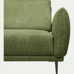 Canapé d'angle gauche fixe en tissu memphis avec fonction avance-recul - vert cèdre