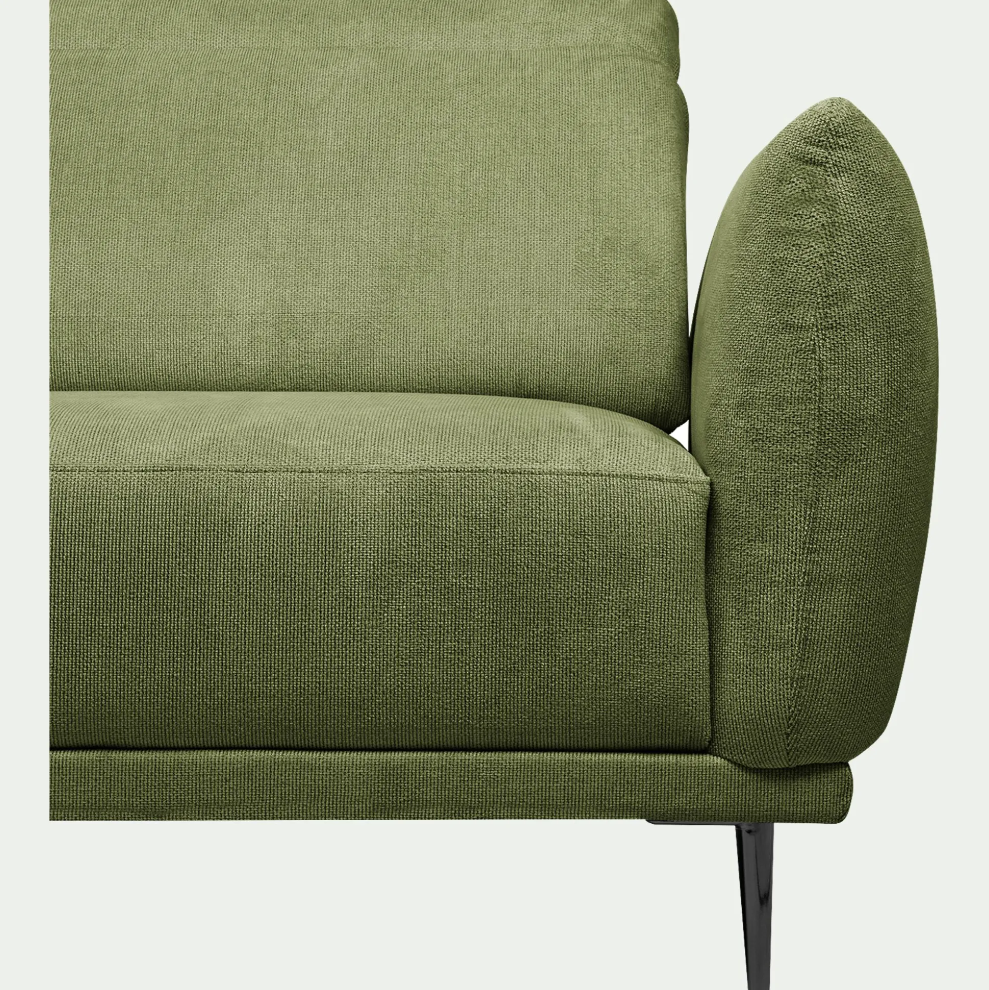 Canapé d'angle gauche fixe en tissu memphis avec fonction avance-recul - vert cèdre