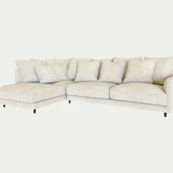 Canapé d'angle gauche fixe en tissu genesis- blanc ventoux