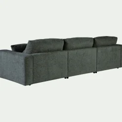 Canapé d'angle gauche fixe en tissu chenille Benjo - bleu calaluna