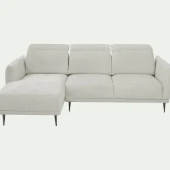 Canapé d'angle gauche fixe en tissu memphis avec fonction avance-recul - beige roucas