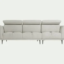 Canapé d'angle gauche fixe en tissu memphis avec fonction avance-recul - beige roucas