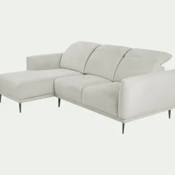 Canapé d'angle gauche fixe en tissu memphis avec fonction avance-recul - beige roucas