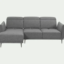 Canapé d'angle gauche fixe en tissu avec fonction avance-recul - gris restanque