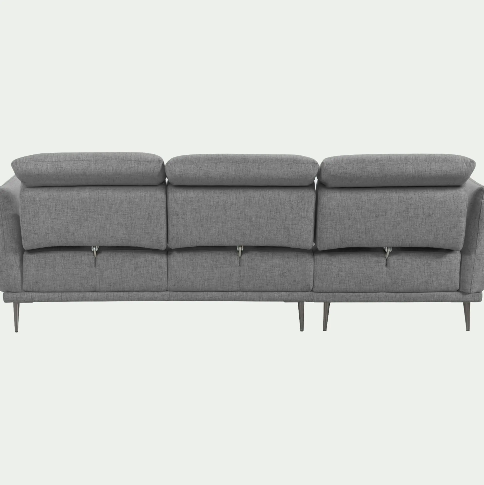 Canapé d'angle gauche fixe en tissu avec fonction avance-recul - gris restanque