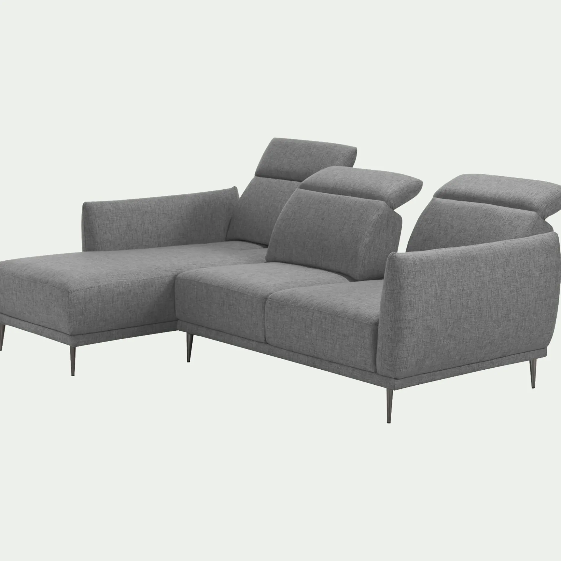 Canapé d'angle gauche fixe en tissu avec fonction avance-recul - gris restanque