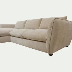 Canapé d'angle gauche fixe en tissu Nature - beige