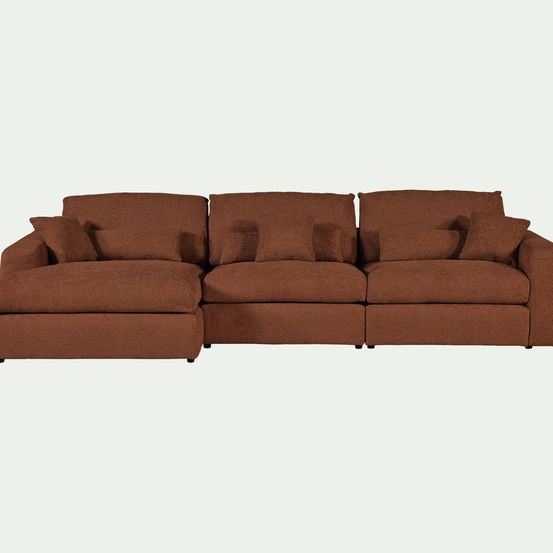 Canapé d'angle gauche fixe en tissu chenille Benjo - brun rustrel