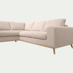Canapé d'angle gauche fixe en tissu Crown - beige roucas