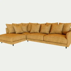 Canapé d'angle gauche fixe en tissu monclar- jaune argan
