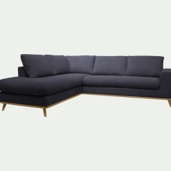 Canapé d'angle gauche fixe en tissu Crown - bleu calabrun