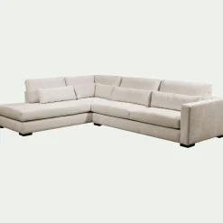 Canapé d'angle gauche fixe en tissu Genesis - beige