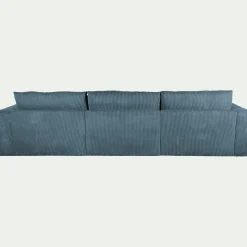 Canapé d'angle gauche fixe en velours côtelé - bleu