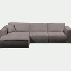 Canapé d'angle gauche fixe en tissu genesis - gris borie