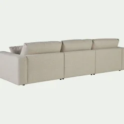 Canapé d'angle gauche fixe en tissu bouclette dasco - blanc écru