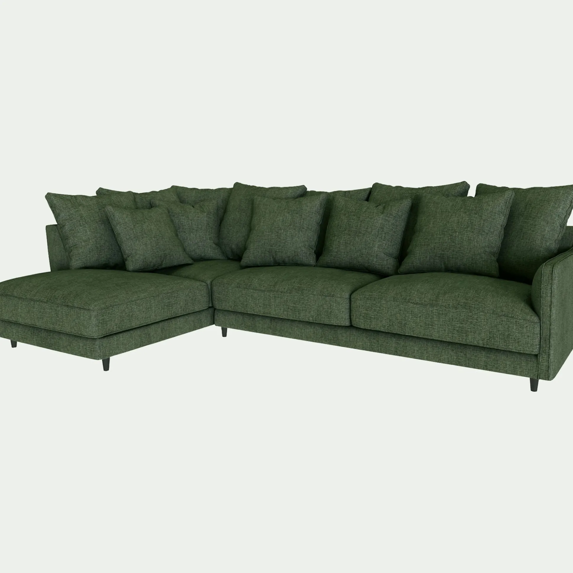 Canapé d'angle gauche fixe en tissu monclar - vert cèdre