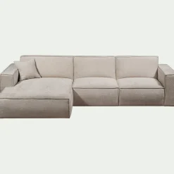 Canapé d'angle gauche fixe en tissu genesis - beige