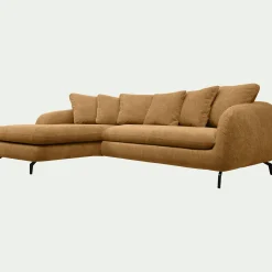 Canapé d'angle gauche fixe en tissu tramé - bronze