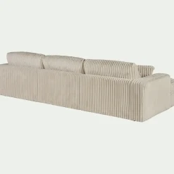 Canapé d'angle gauche fixe en tissu côtelé bita - blanc ventoux