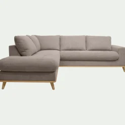 Canapé d'angle gauche fixe en tissu storm - taupe