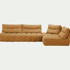 Canapé d'angle modulable avec chauffeuse en tissu campo - jaune argan