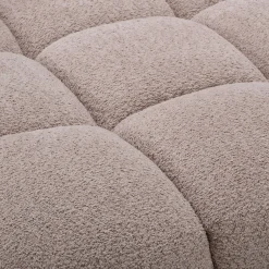 Canapé d'angle modulable avec chauffeuse et pouf en tissu campo- beige