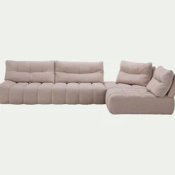 Canapé d'angle modulable avec chauffeuse en tissu campo- beige