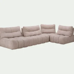 Canapé d'angle modulable avec chauffeuse en tissu campo- beige