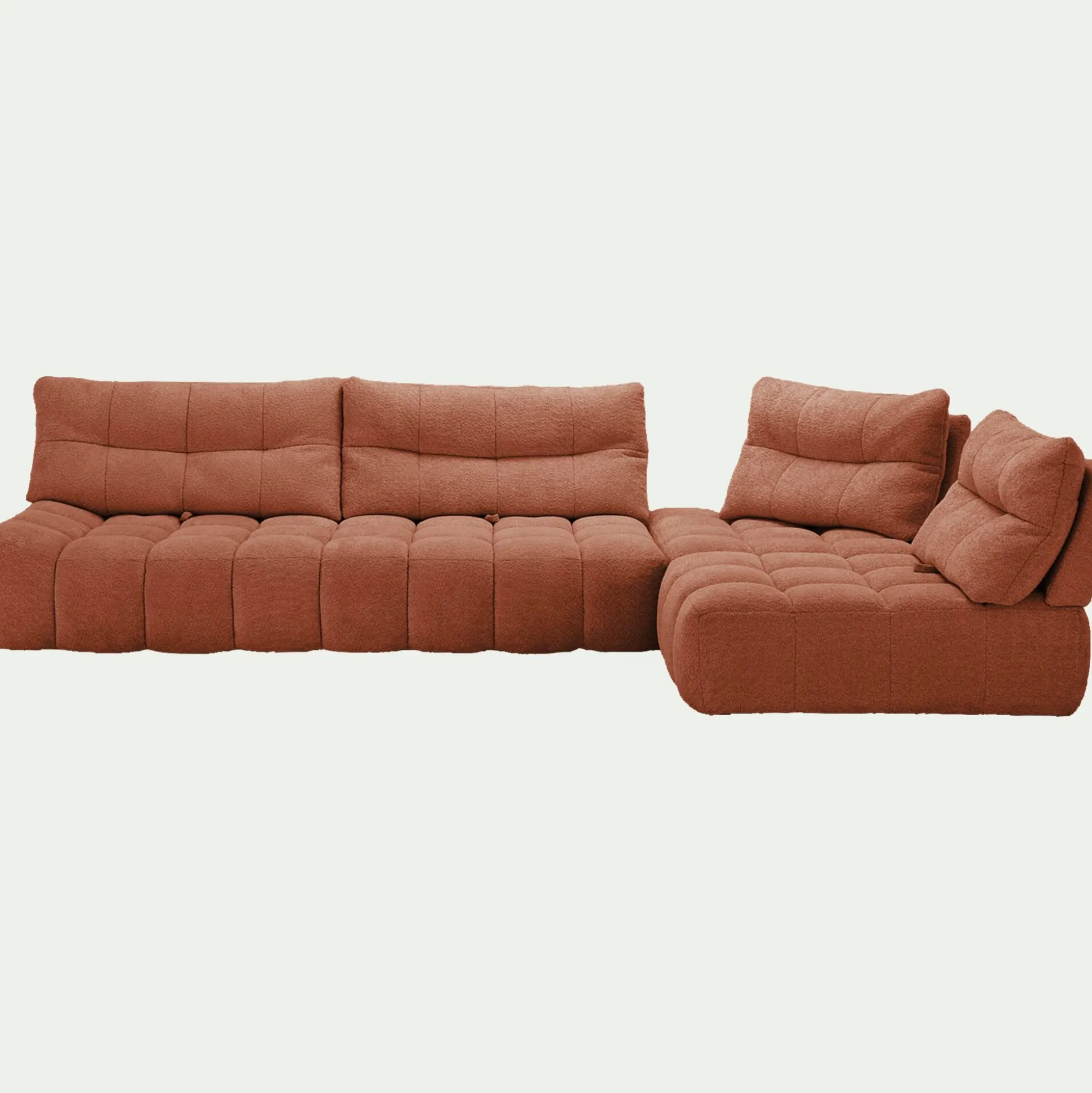 Canapé d'angle modulable avec chauffeuse en tissu campo - brun rustrel