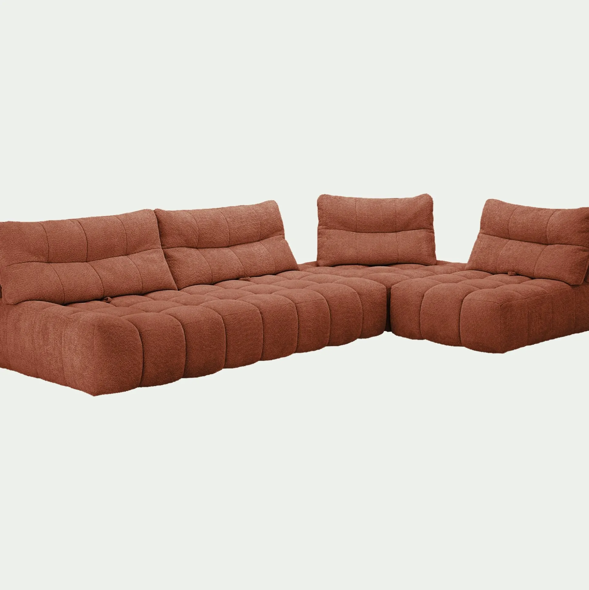 Canapé d'angle modulable avec chauffeuse en tissu campo - brun rustrel