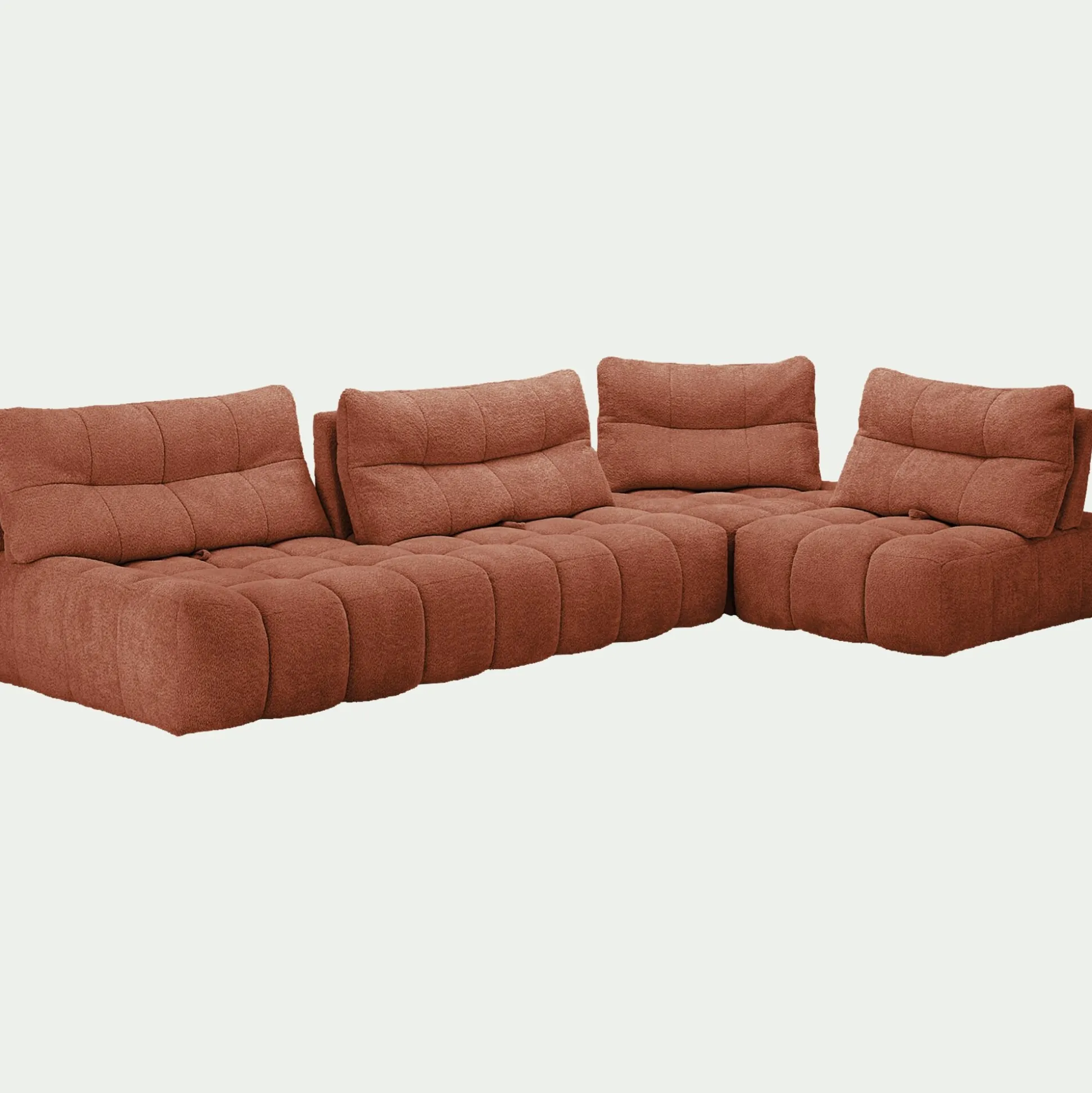 Canapé d'angle modulable avec chauffeuse en tissu campo - brun rustrel