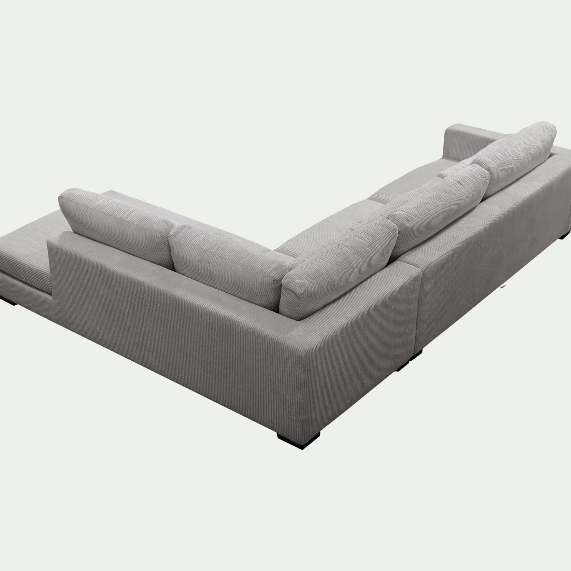 Canapé d'angle méridienne droite fixe en velours côtelé Azores - gris borie