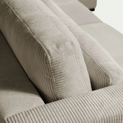 Canapé d'angle méridienne gauche fixe en velours côtelé Azores - taupe