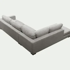 Canapé d'angle méridienne gauche fixe en velours côtelé Azores - gris borie