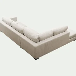 Canapé d'angle méridienne gauche fixe en velours côtelé Azores - beige